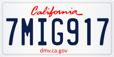 CA license plate 7MIG917