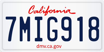 CA license plate 7MIG918