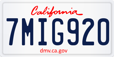 CA license plate 7MIG920