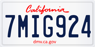 CA license plate 7MIG924