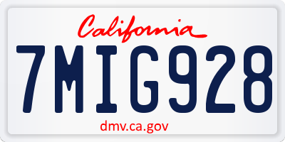 CA license plate 7MIG928
