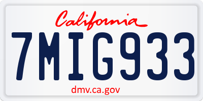 CA license plate 7MIG933