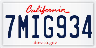 CA license plate 7MIG934