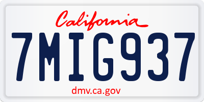 CA license plate 7MIG937