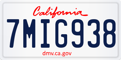 CA license plate 7MIG938
