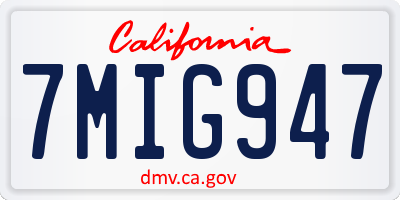 CA license plate 7MIG947