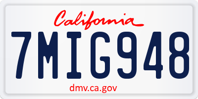 CA license plate 7MIG948