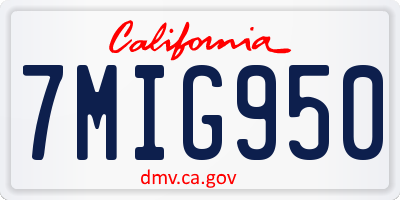 CA license plate 7MIG950