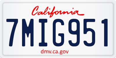 CA license plate 7MIG951