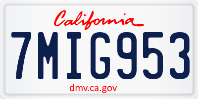 CA license plate 7MIG953