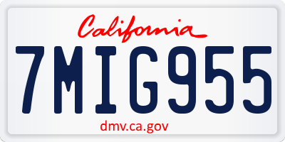 CA license plate 7MIG955