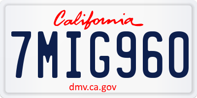 CA license plate 7MIG960