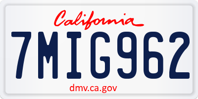 CA license plate 7MIG962