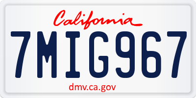 CA license plate 7MIG967