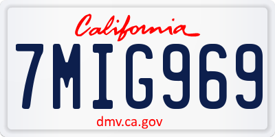 CA license plate 7MIG969