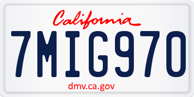 CA license plate 7MIG970