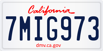 CA license plate 7MIG973
