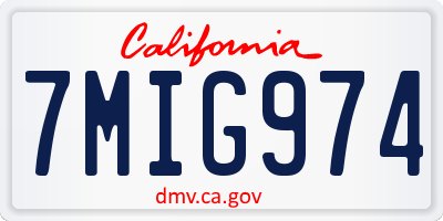 CA license plate 7MIG974