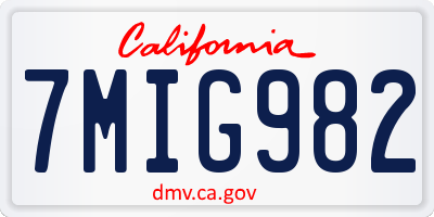 CA license plate 7MIG982
