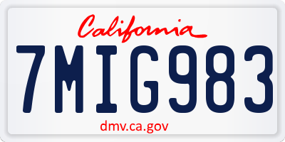 CA license plate 7MIG983