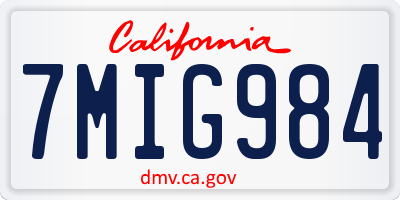 CA license plate 7MIG984