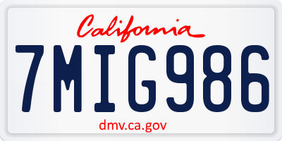CA license plate 7MIG986