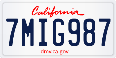 CA license plate 7MIG987