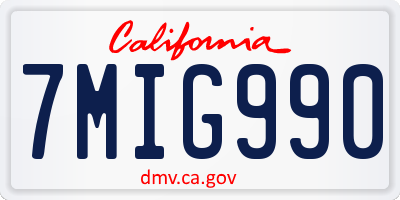 CA license plate 7MIG990