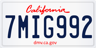CA license plate 7MIG992
