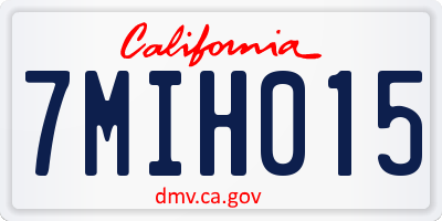 CA license plate 7MIH015