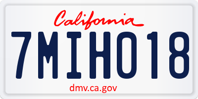 CA license plate 7MIH018