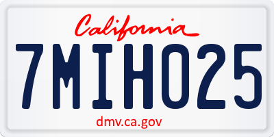 CA license plate 7MIH025