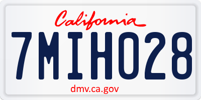 CA license plate 7MIH028