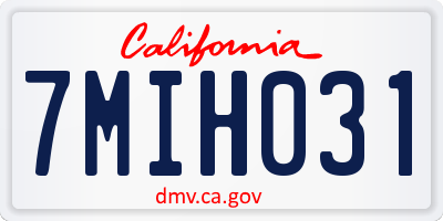 CA license plate 7MIH031
