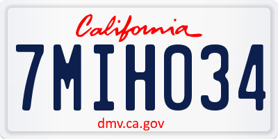CA license plate 7MIH034
