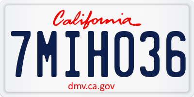 CA license plate 7MIH036