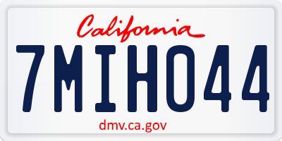 CA license plate 7MIH044