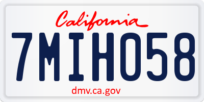 CA license plate 7MIH058