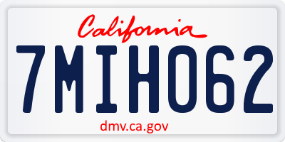 CA license plate 7MIH062
