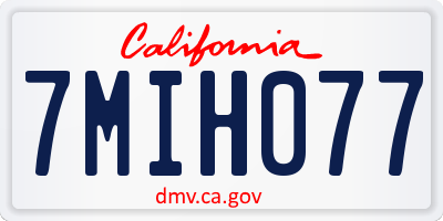 CA license plate 7MIH077