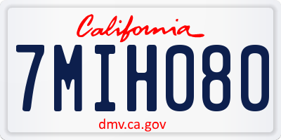 CA license plate 7MIH080