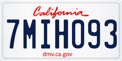 CA license plate 7MIH093