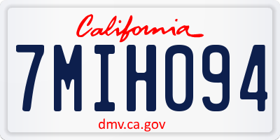 CA license plate 7MIH094