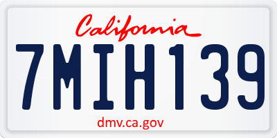 CA license plate 7MIH139