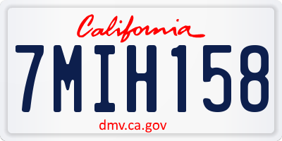 CA license plate 7MIH158
