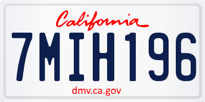 CA license plate 7MIH196