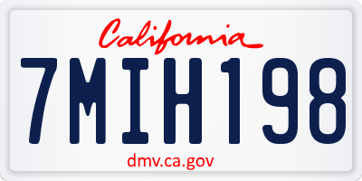 CA license plate 7MIH198
