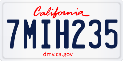 CA license plate 7MIH235