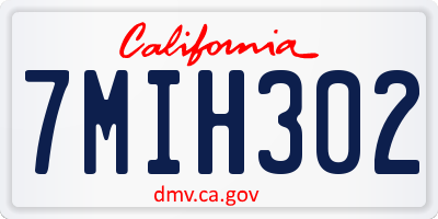 CA license plate 7MIH302