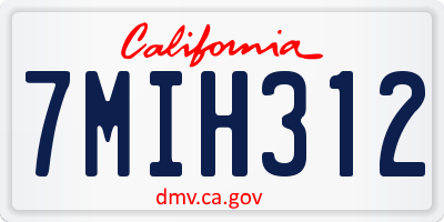 CA license plate 7MIH312